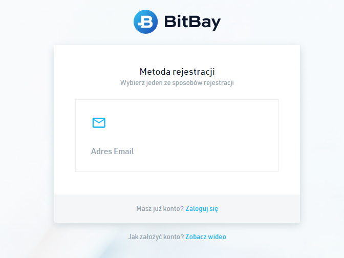 Metody rejestracji na BitBay
